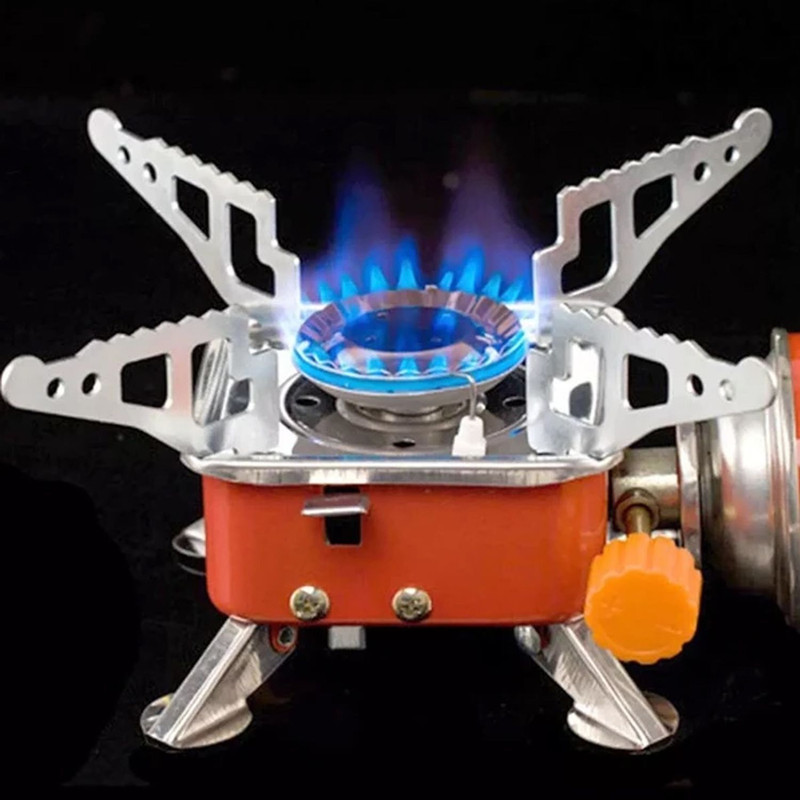 FINARO Portable Windproof Mini Folding Camping handy Stove Foldable Gas Burner Cooking Steel Gas Lighter(Multicolor, Pack of 1)