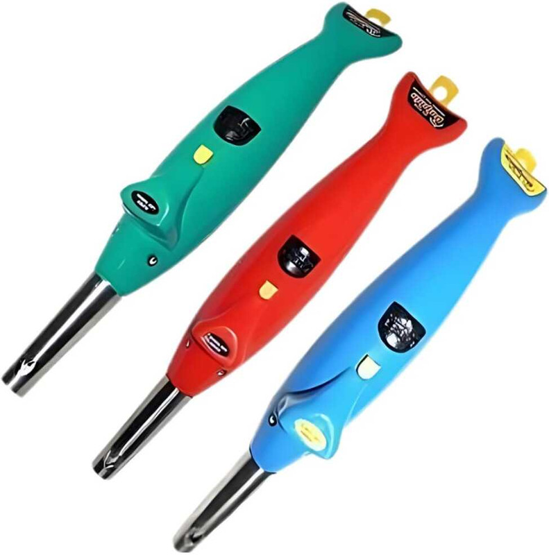 KTHC DOLPHIN ELECTRONIC GAS LIGHTER WITH LED TORCH Plastic Electronic Gas Lighter(Multicolor, Pack of 3)