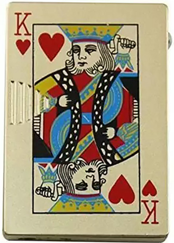 VIOVI Metal King Playing Card Green Flame LED Light Windproof Cigarette Lighter Cast Iron Gas Lighter(Gold, Pack of 1)