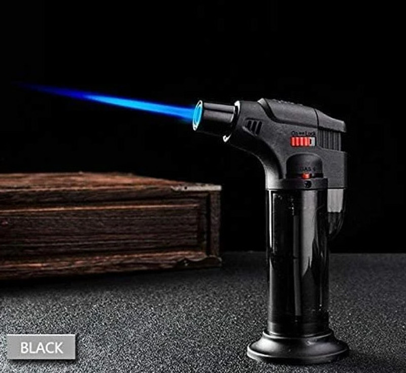 Iris Grape ® Jet Flame Lighter lock System And Adjustable Flame With Stand Pocket Lighter Plastic Gas Lighter(Black, Pack of 1)