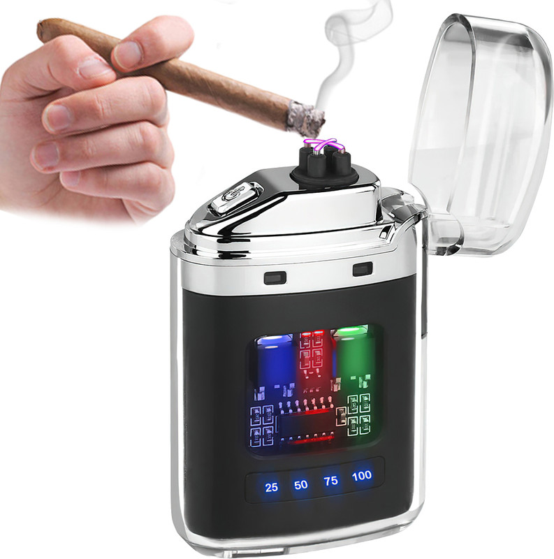 TAUDI Electric Plasma Pocket Transparent Smokers Cigarette lighter for Men & Momen Aluminium Electronic Gas Lighter(Black, Pack of 1)