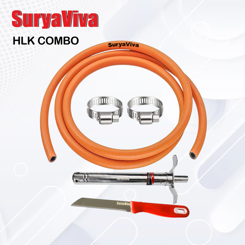 SURYAVIVA Gas Lighter Plastic Handle & Hose Pipe Combo Steel Gas Lighter(Yellow, Pack of 2)
