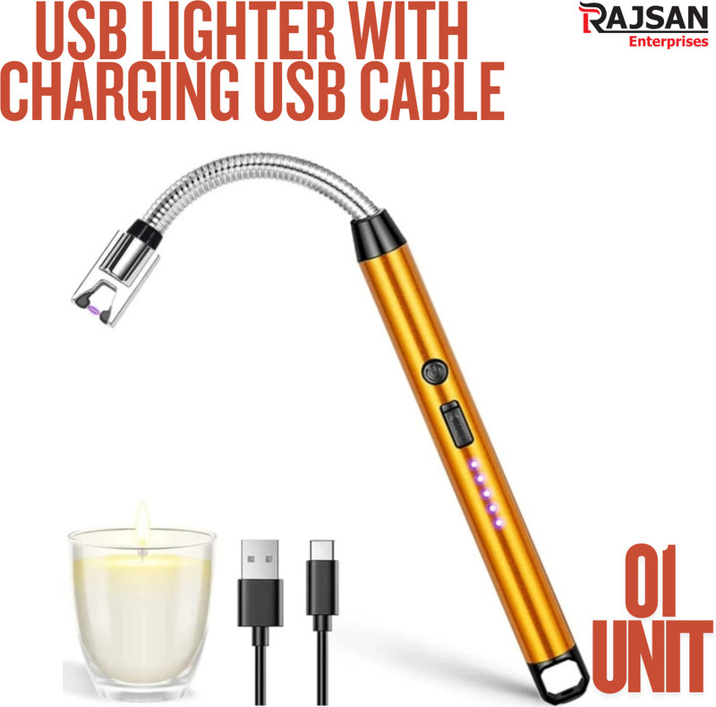 rajsan enterprises RS05-usb lighter Plastic, Steel Electronic Gas Lighter(Black, Pack of 1)