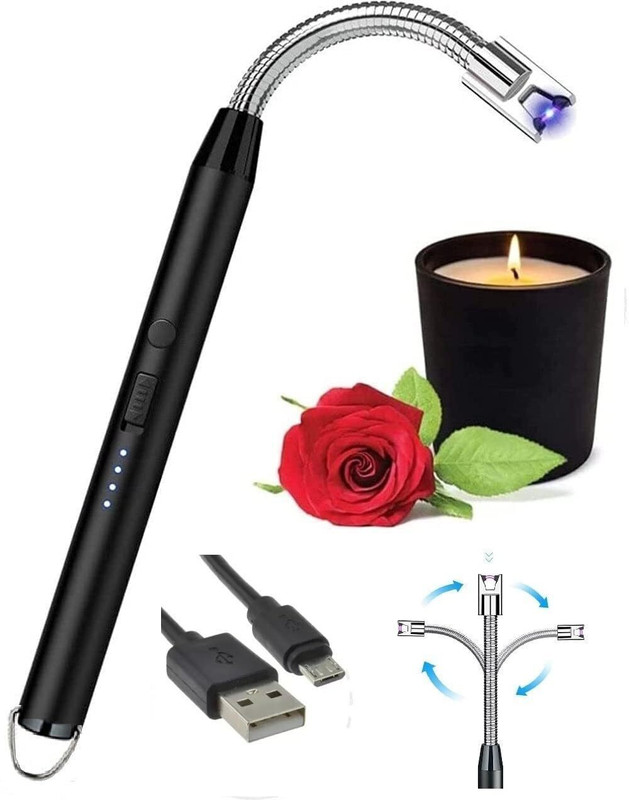 COOLZONE Electric Gas Lighter for Candles Rechargeable Kitchen Plasma Flameless Windproof Steel, Plastic Electronic Gas Lighter(Multicolor, Pack of 1)