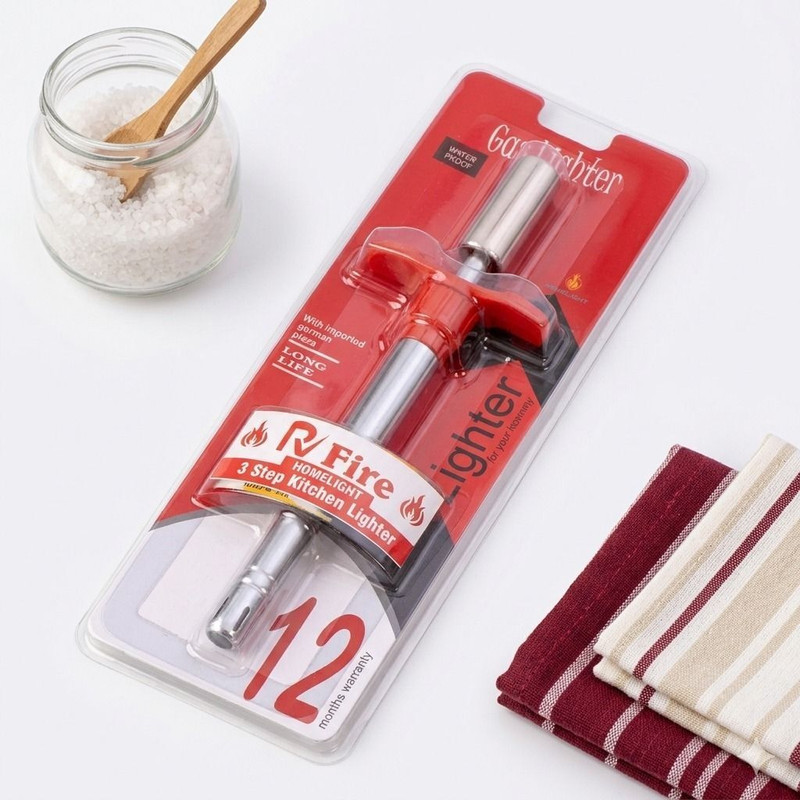 Cookvita Stainless Steel Kitchen Gas Lighter with 12-Month Warranty (Pack of 1) Steel Gas Lighter(Red, Pack of 1)