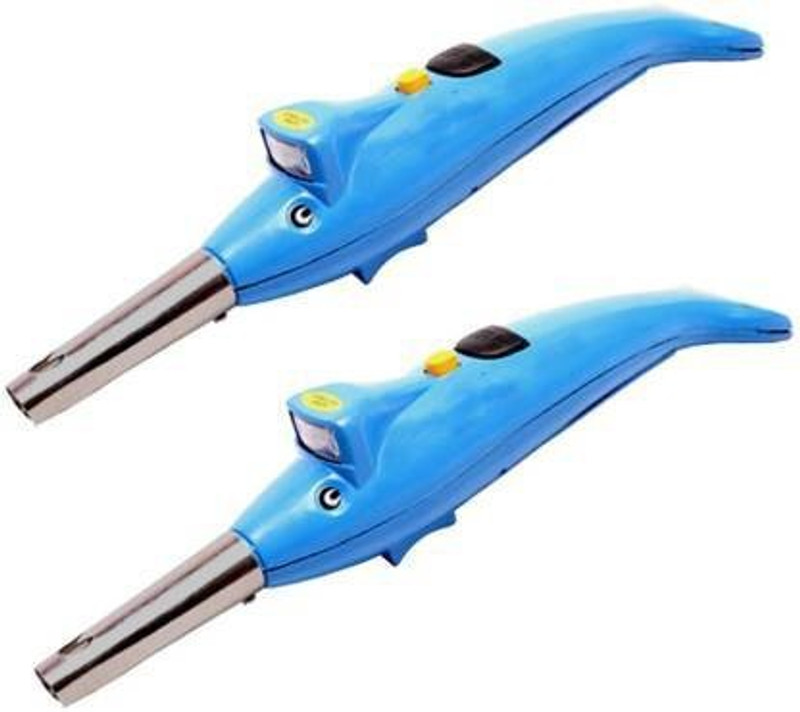 Protos India.Net 2in1 Gas Lighter Special LED Torch Superior quality Plastic Electronic Gas Lighter(Blue, Pack of 2)