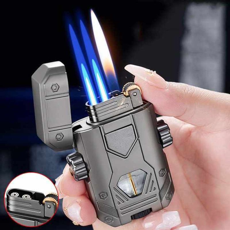Iris Grape ® Spinning Top Double Flame Lighter With Fidget Classic Lighter Steel Gas Lighter(Grey, Pack of 1)