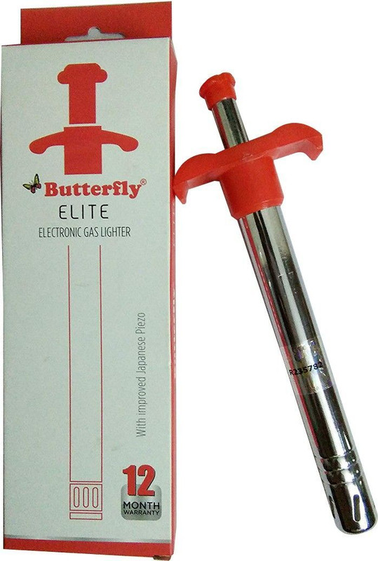 Butterfly 18/10 Elite Steel Gas Lighter(Silver, Red, Pack of 1)