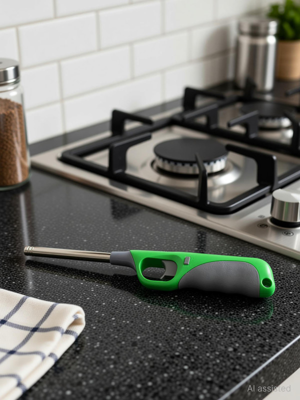 Talgo Gas Lighter for Kitchen, Gas Stove Metal Flame with Adjustable Gun Flame and Multipurpose Use like Candle Diya Lighting Use for Household Plastic, Steel, Microfibre Gas Lighter(Green, Pack of 1)