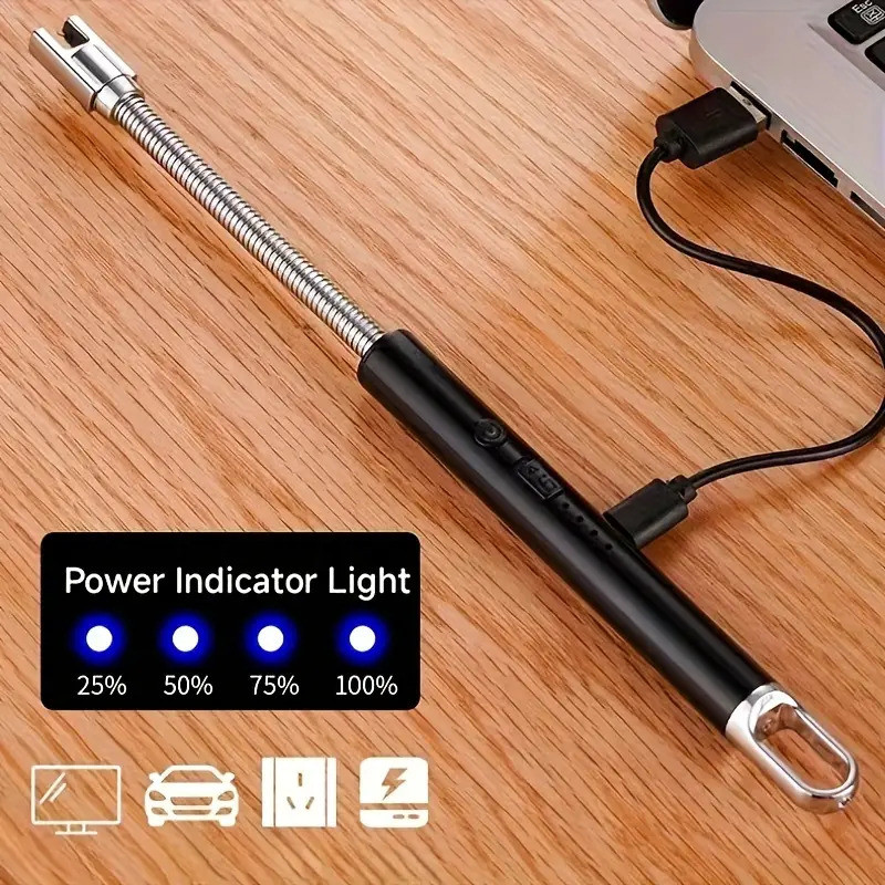Shopeleven Electric Lighter for Candles Rechargeable Electric Gas Lighter 360 Flexible Neck Steel Electronic Gas Lighter(Black, Pack of 1)