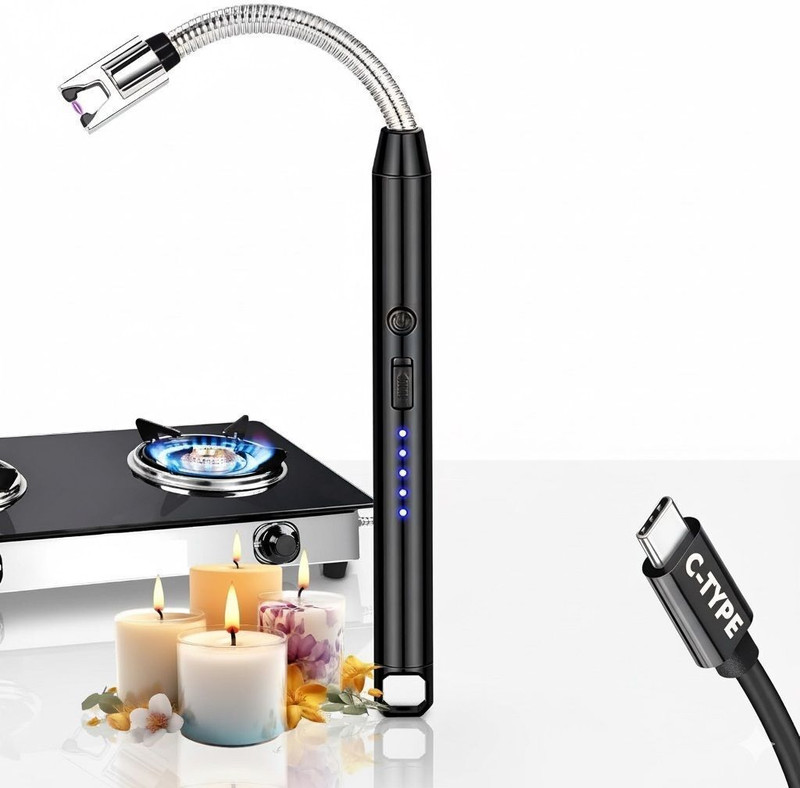 QOZWEID Rechargeable Arc Gas Lighter with 360° Flexible Neck Flameless Windproof Steel Electronic Gas Lighter(Multicolor, Pack of 1)
