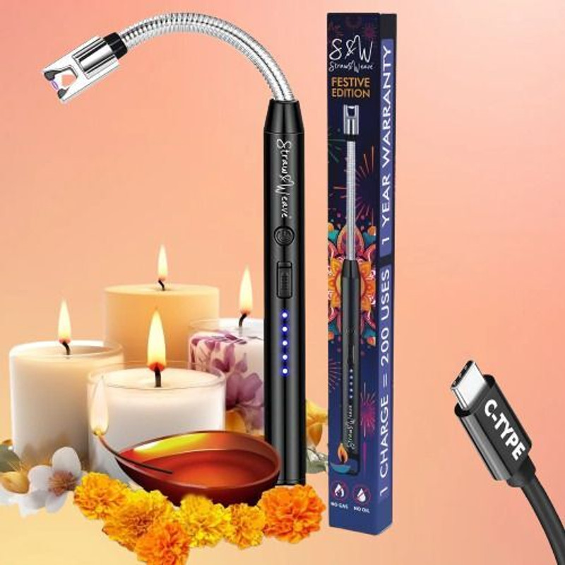 Trakudi Electric & Chargeable Gas Lighter For Kitchen Steel Electronic Gas Lighter Steel Electronic Gas Lighter(Multicolor, Pack of 1)