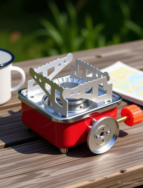 SHIVTRADRE Mini Gas Stove Outdoor Portable Square Gas Burner Camping Picnic Folding Stove Aluminium Manual Gas Stove(1 Burners)