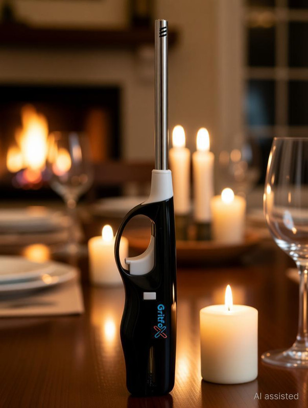Debire Gas Lighter for Kitchen Stove/Candle with Adjustable Flame Plastic, Steel Gas Lighter(Yellow, Pack of 1)