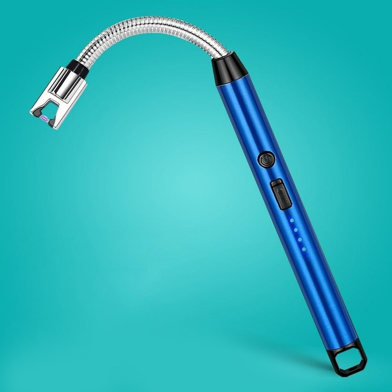 DeoDap USB Rechargeable Flexible Arc Lighter | Windproof & Flameless Plasma Design Plastic Electronic Gas Lighter(Blue, Multicolor, Pack of 1)