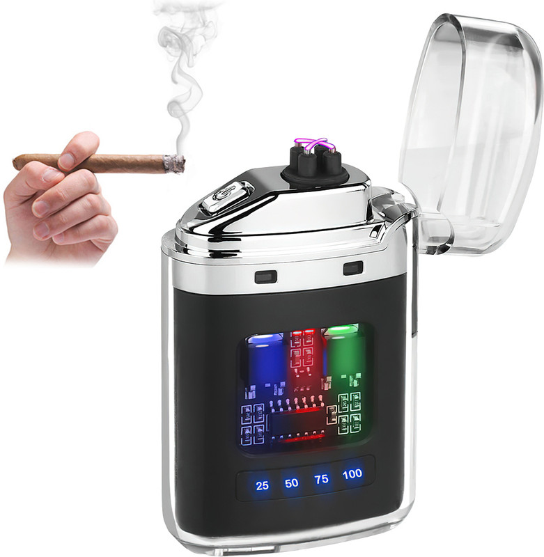 Avedia Rechargeable Windproof Electric Arc Plasma Lighter for Cigarettes Smokers Plastic Electronic Gas Lighter(Clear, Pack of 1)