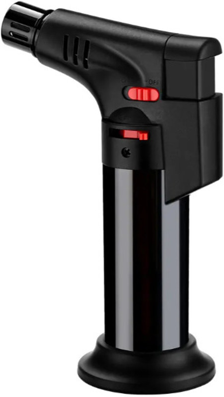 ZipFlame ® Black Jet Flame Refillable Butane Gas Windproof Torch Lighter Plastic Electronic Gas Lighter(Black, Pack of 1)