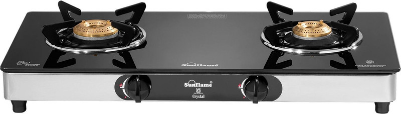 Sunflame Diamond SS Glass Manual Gas Stove(2 Burners)