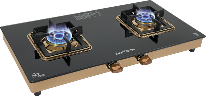 Everflame Aurum Rose Gold 2 Burner Cooktop Ultra AI Slim Gas | 5G-Gen Burners | Toughened Glass Manual Gas Stove(2 Burners)