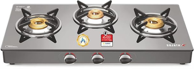 SUJATA STANDARD-3B Glass Manual Gas Stove(3 Burners)
