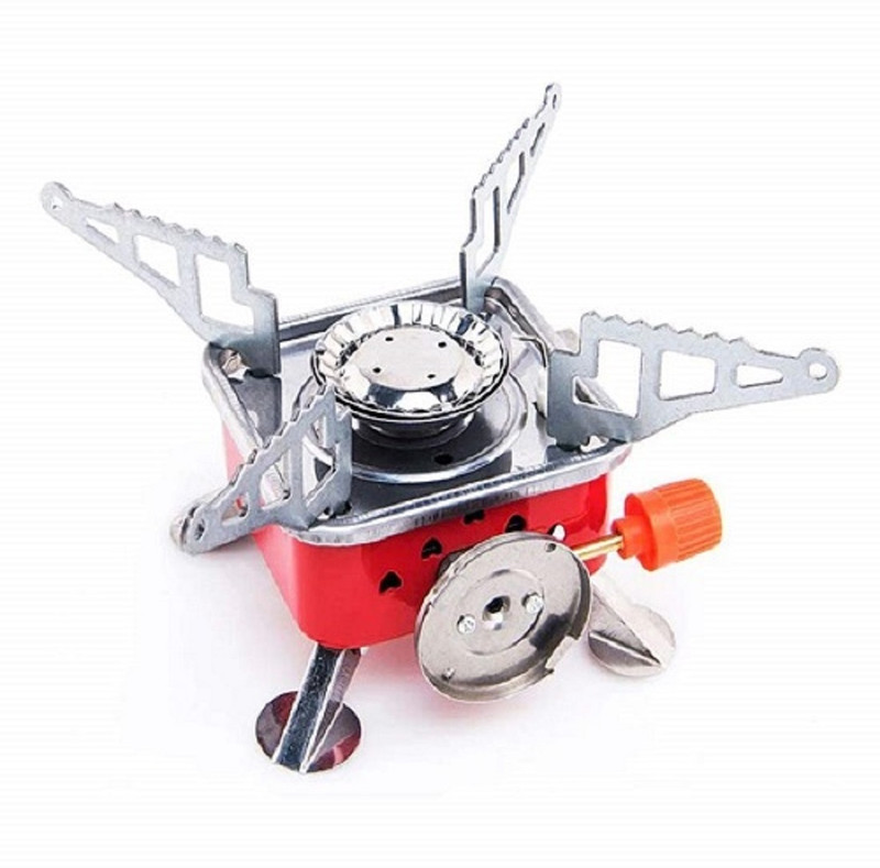 Coozico Outdoor Portable Square Shaped Steel Mini Camping Folding Gas Stove Stainless Steel Manual Gas Stove(1 Burners)