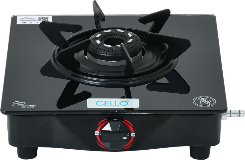 CELLO Hexa Manual Ignition Black Aluminium Alloy Burner Toughened Glass Manual Gas Stove(2 Burners)