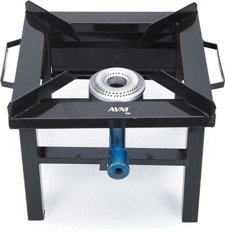 Avni M.S Square Single Burner Gas Stove Powder Coated Bhatti (Chula) (Medium) Iron Manual Gas Stove(1 Burners)