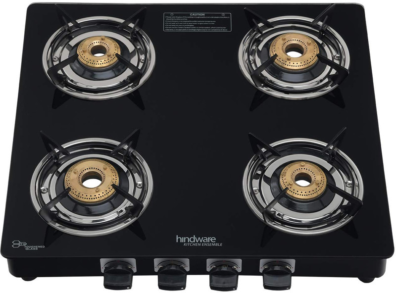 Compare Hindware Brio Glass, Steel Manual Gas Stove (4 Burners) Price