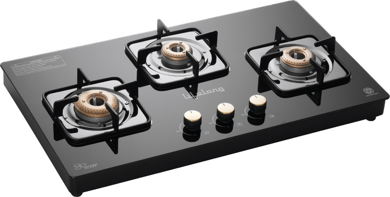 Lifelong HobTop with Toughened Glass Top | High-Efficiency Burners & Anti-Skid Legs Glass Manual Hob(3 Burners)