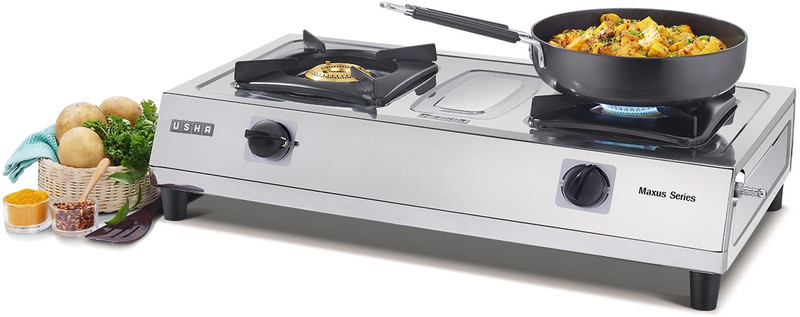 USHA Steel, Stainless Steel Manual Gas Stove (2 Burners)