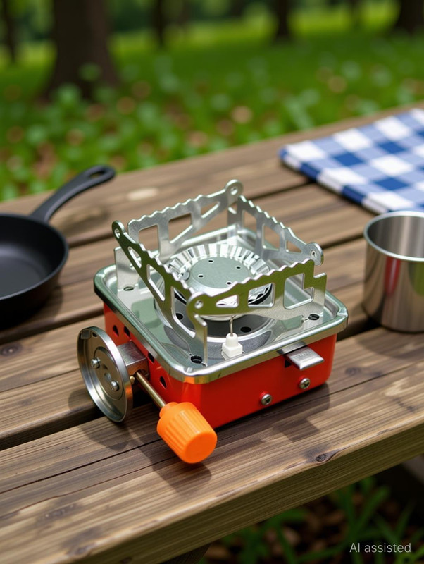 Bluejack Outdoor Stove Mini Copper Camping Stoves Foldable Cooking Picnic Furnace, Stainless Steel Automatic Butane Gas Stove(1 Burners)