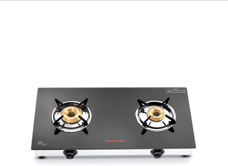 Compare Butterfly Radiant Jumbo 2 Burner Glass Manual Gas Stove (2 Burners) Price in India