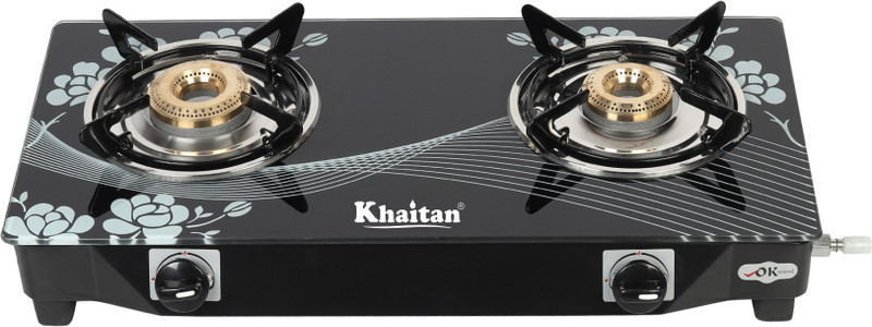 Khaitan 2 Burner BP-Nano White Digital Glass Manual Gas Stove