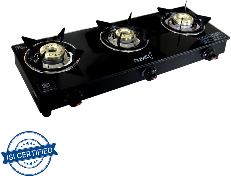 RUWA RGLSB3 Glass Manual Gas Stove(3 Burners)