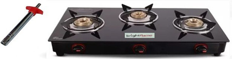 Brightflame Eco Glass Manual Gas Stove (3 Burners)