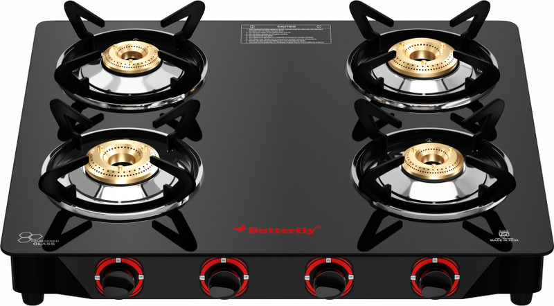 Butterfly Rapid 4 Glass Manual Gas Stove(4 Burners)