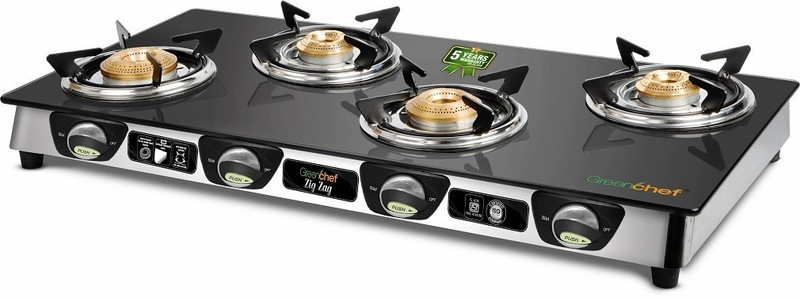 Greenchef ZIg Zag Glasstop 4Burner Glass Manual Gas Stove(4 Burners)