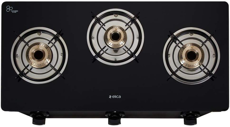 Elica 7031 CT VETRO Glass Manual Gas Stove(3 Burners)