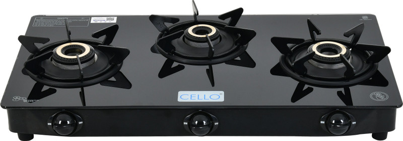 CELLO Dezire Pro Plus 3 Burner Glass Manual Gas Stove(3 Burners)