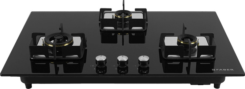 FABER HCT 783|Cast Iron Pan Support| Hob/Cooktop Hybrid |Toughened Glass| Glass Automatic Hob(3 Burners)