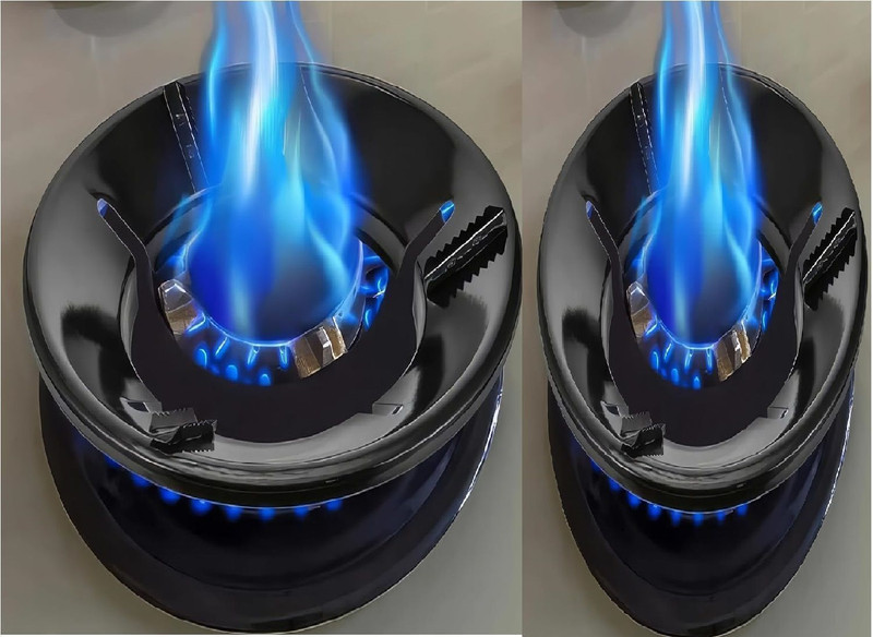 SEAVOKES Gas Flame Protector Fire & Windproof, Energy Saving Gas Chula Support Stand Iron Manual Gas Stove(2 Burners)