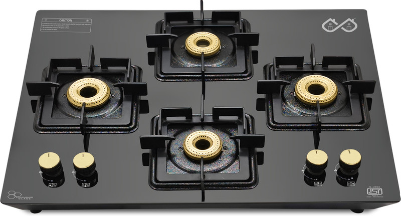 Sigri-wala Ebony Diamond 4 Burner Hob Top Glass Manual Hob(4 Burners)