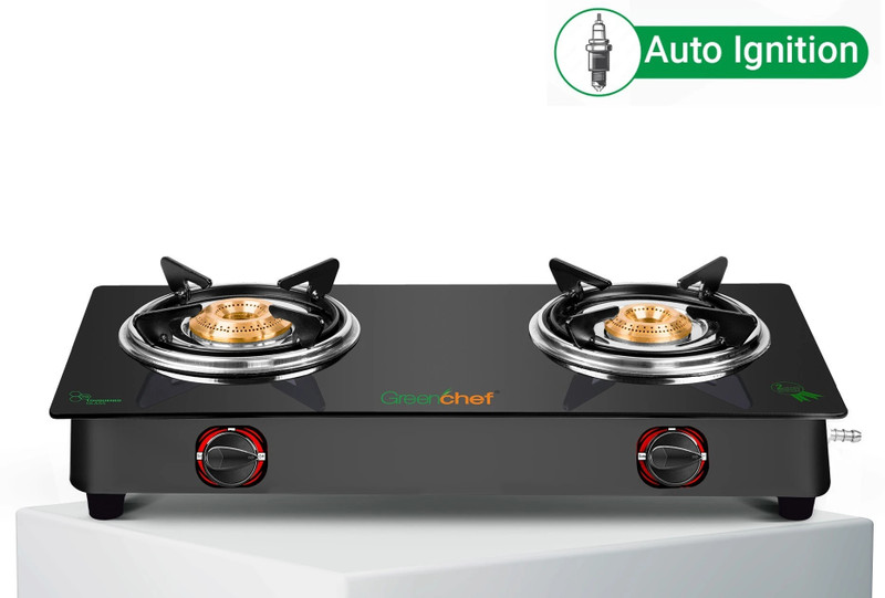 Greenchef Hybrid AI Glass Automatic Gas Stove(2 Burners)
