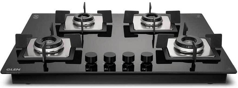 Glen Built-In Hob 70 cm | Toughened Glass Top | Italian Burner with Double Ring Flame Glass Automatic Hob(4 Burners)