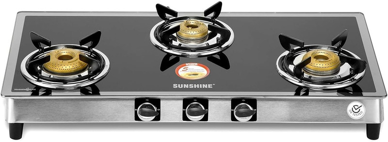 Golden Surya Stainless Steel Body, 3 Burner Gas Stove, Manual Ignition, ISI Certified, Stainless Steel Manual Gas Stove(3 Burners)