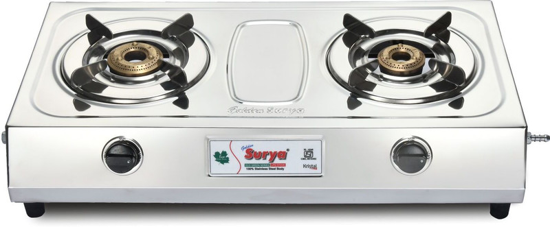 Golden Surya ISI Certified 3 Burner Gas Stove | Heavy Duty Stainless Steel Frame | LPG Use Stainless Steel Manual Gas Stove(3 Burners)