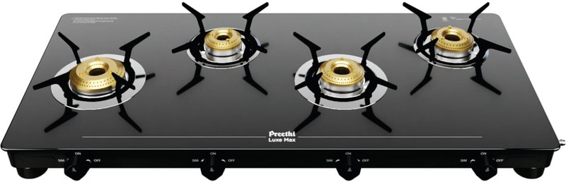 Preethi 3 burner (ISI Approved) Glass Manual Gas Stove(3 Burners)