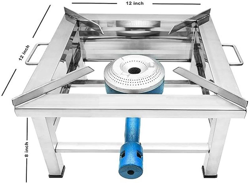 Nyra Stainless Steel Single Burner Square Chulha Canteen Bhatti Commercial Gas Stove Stainless Steel Manual Gas Stove(1 Burners)
