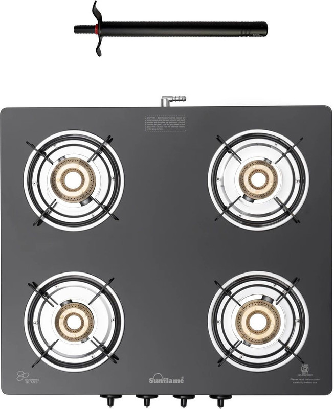 Sunflame Maleo 3 Burner Gas Stove with Lighter Glass Manual Gas Stove(3 Burners)