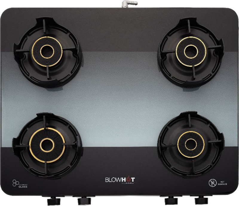 BLOWHOT Sapphire 3 Tornado Brass 5G Burners, 5-Year Warranty, Premium Design, Toughened Glass, Aluminium Manual Gas Stove(3 Burners)